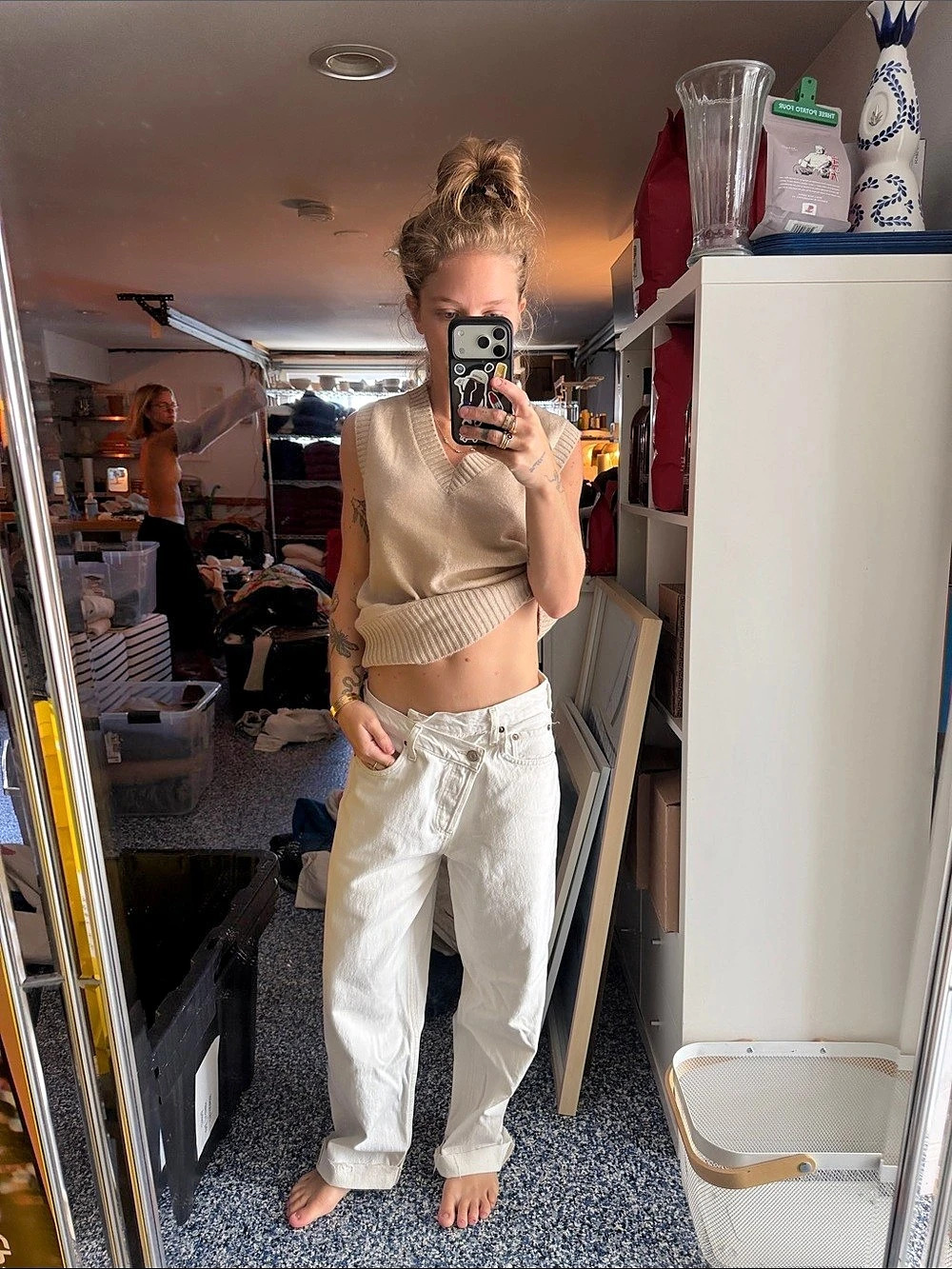 Agolde Asymmetric Straight Leg Jeans White Denim